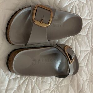 Birkenstock Taupe Sandals with Gold Buckle